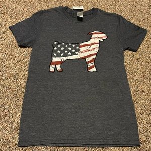 New Red, White & Blue Flag Goat Short Sleeve shirt Stockyard Style Small